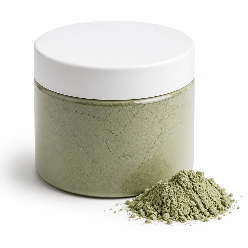 Pot d'argile verte présenté seul