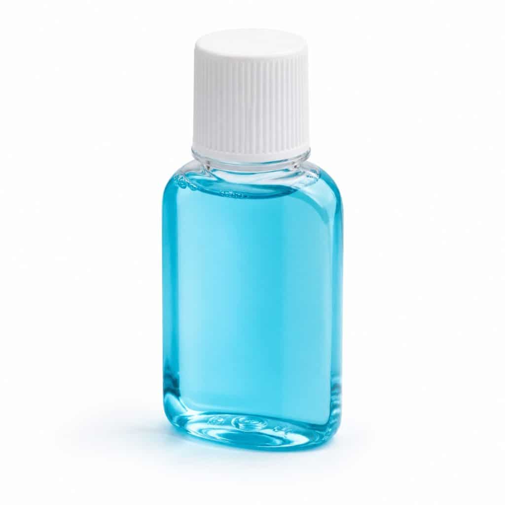 Mini flacon de bain de bouche présenté seul