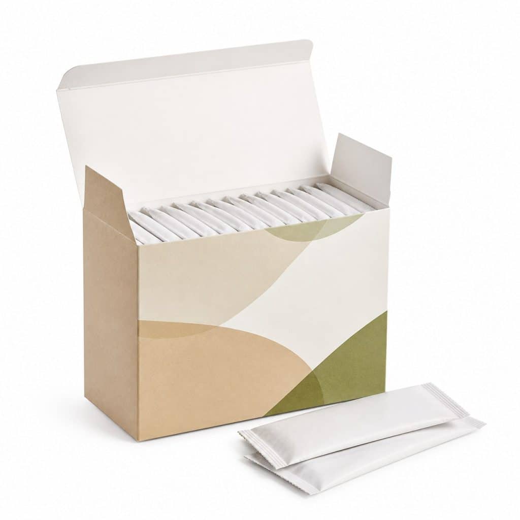 Boîte de complément fibres et probiotiques présentée seule