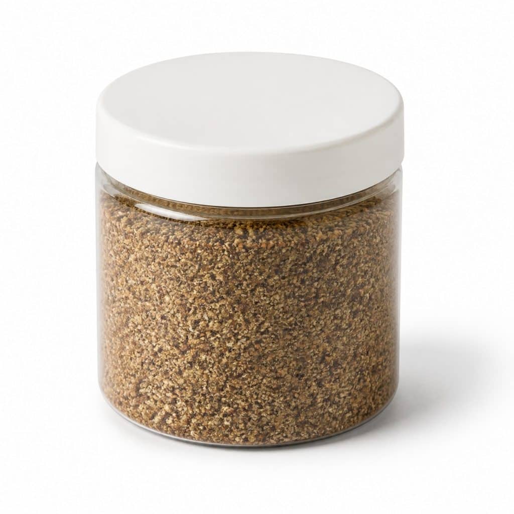 Pot de graines de chia et de lin présenté seul