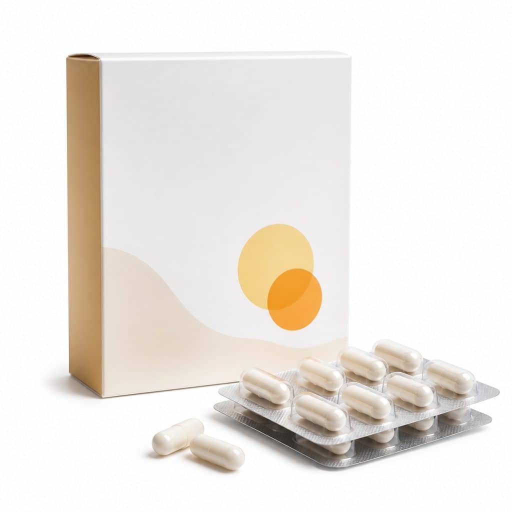 Boîte de complément probiotique et vitamine D présentée seule