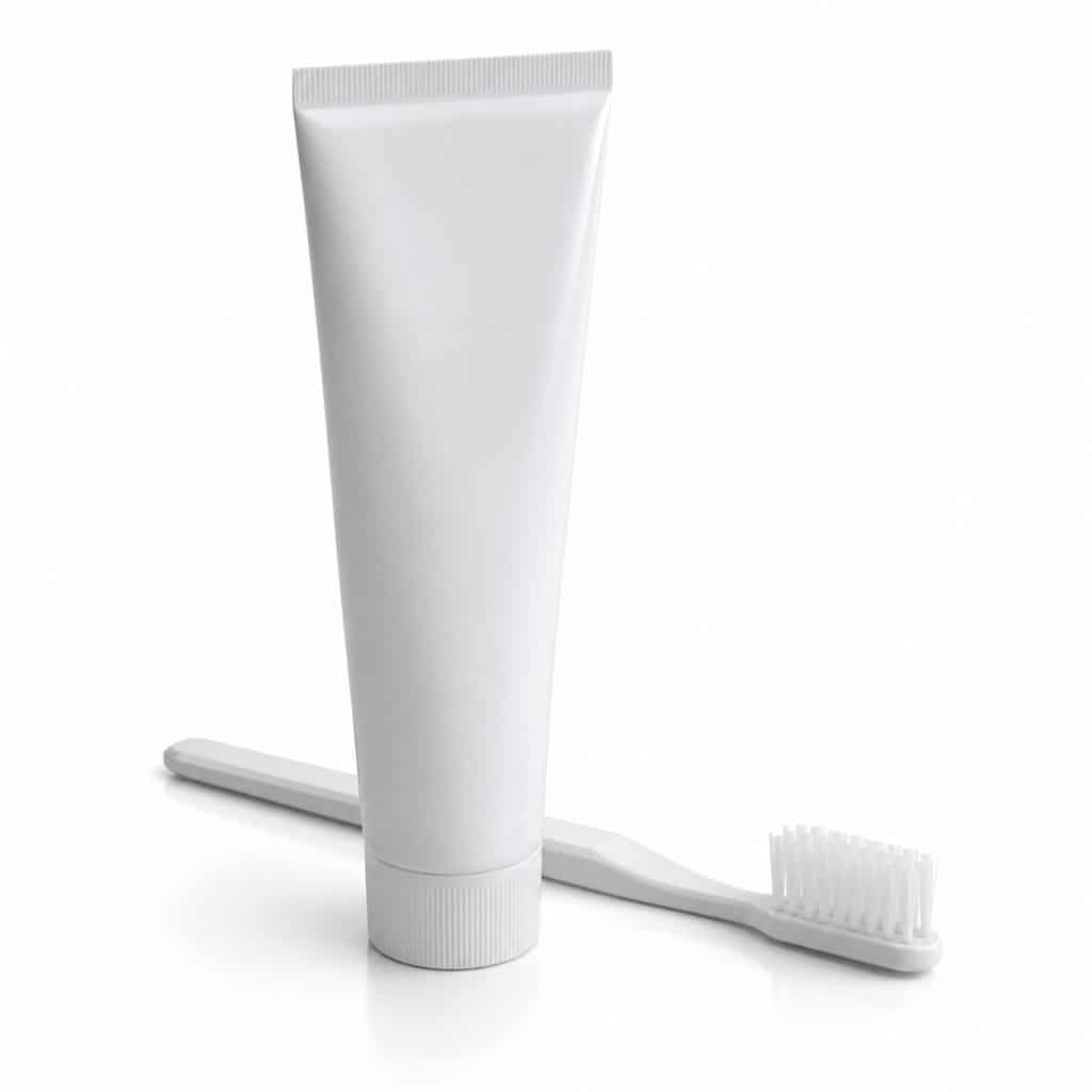 Tube de dentifrice au fluor présenté seul