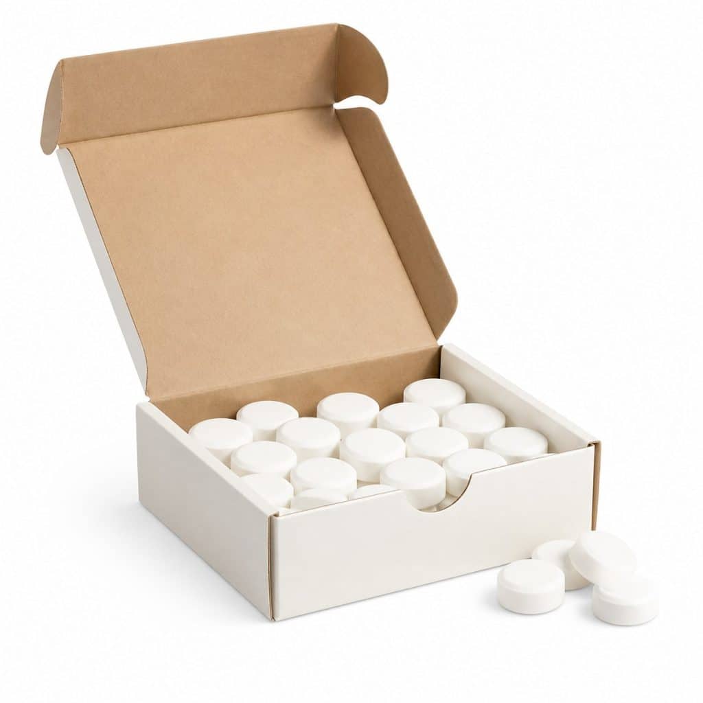 Boîte de dentifrice solide présentée seule