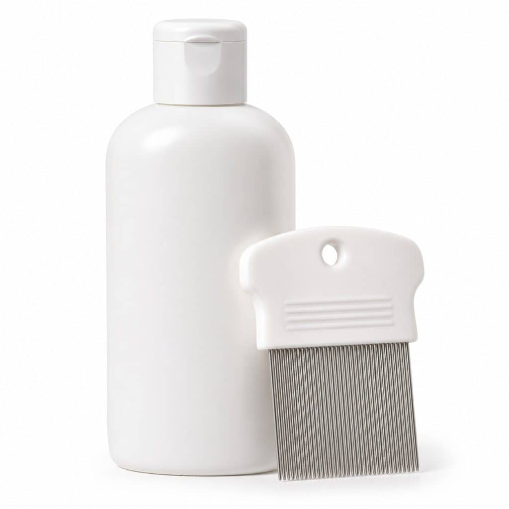 Flacon de lotion anti-poux présenté seul