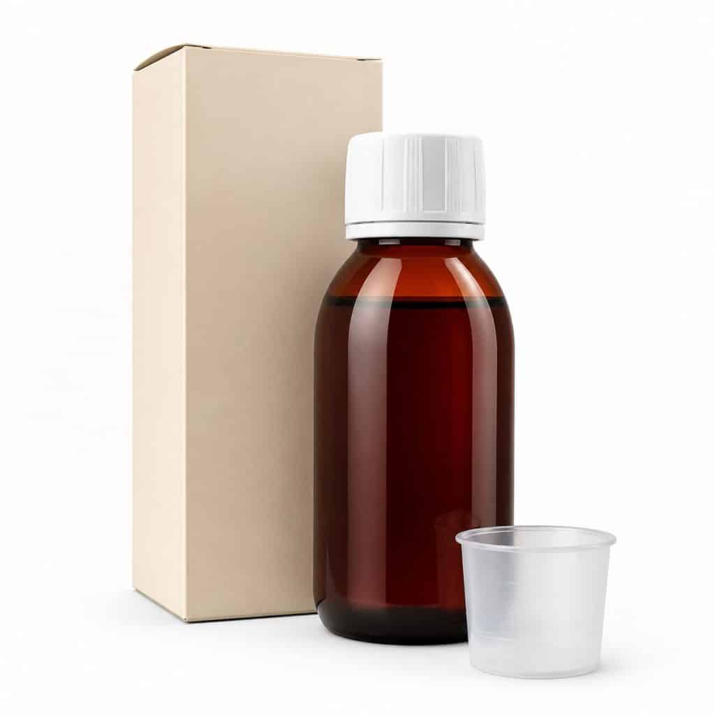 Flacon de sirop enfant présenté seul