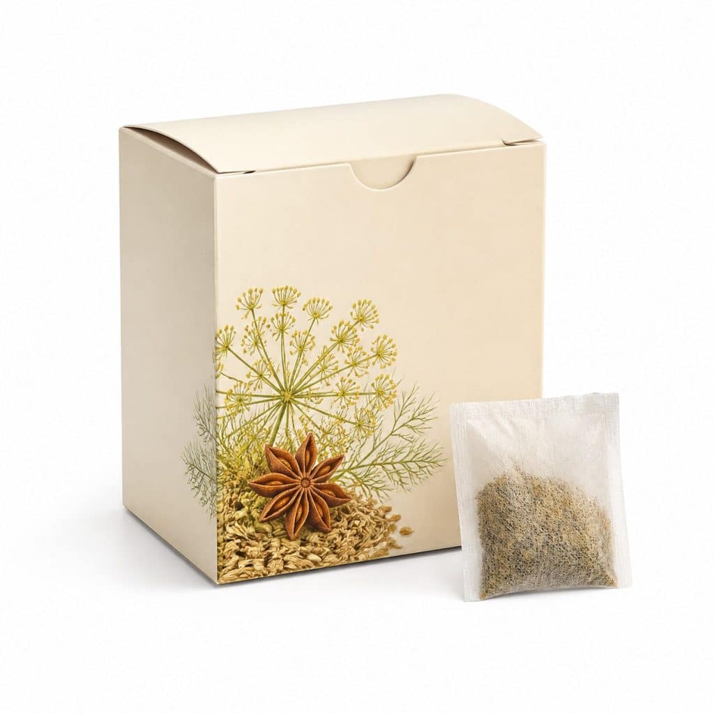 Boîte de tisane digestion après repas présentée seule