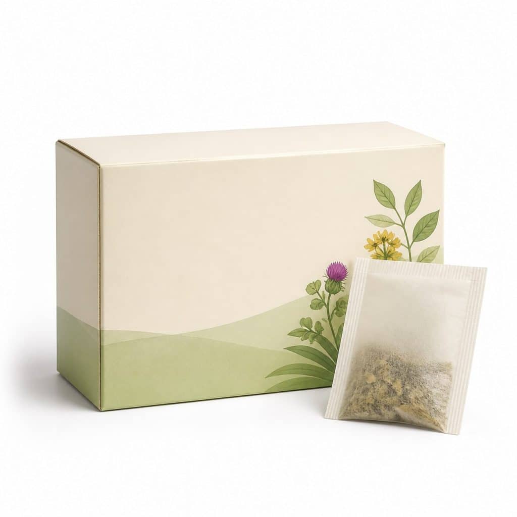 Boîte de tisane drainante présentée seule